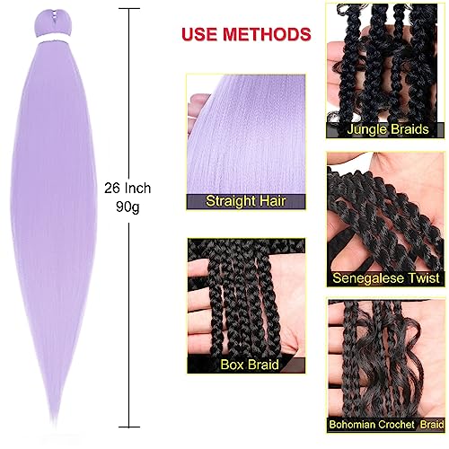 Leeven 26 Inch Light Purple Pre-Stretched Braiding Hair - 2 Packs