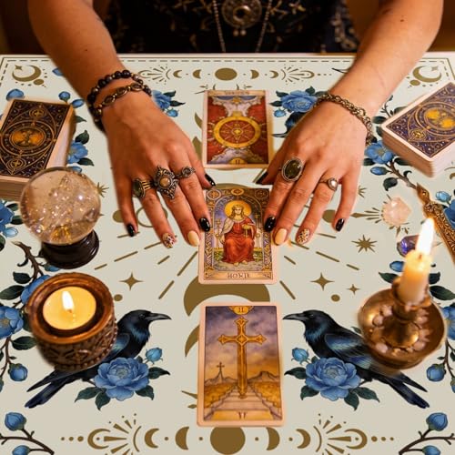 Tarot Altar Cloth - Premium Beige Velvet Table Cover for Divination