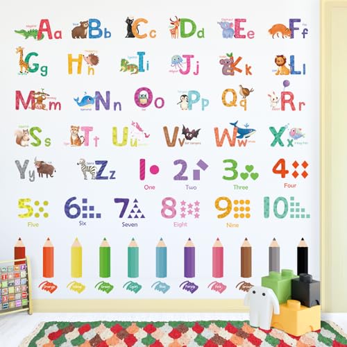 SHUCHING Animal Alphabet Wall Decal for Kids' Rooms - Educational ABC Stickers