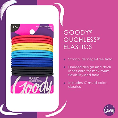 Goody Ouchless Hair Ties - 17 Count Assorted Colors, 4MM
