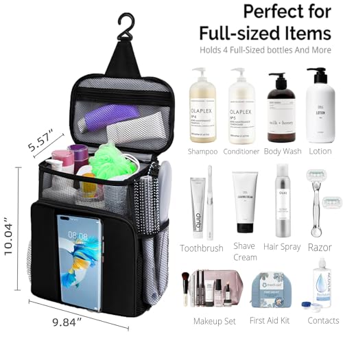 ZJSTRO Black Portable Shower Caddy - Quick Dry Mesh Toiletry Bag