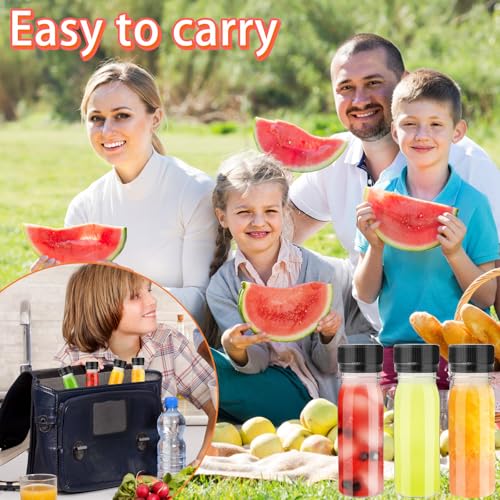 30 Pcs 2oz Leak-Proof Plastic Juice Bottles with Black Lids & Funnels