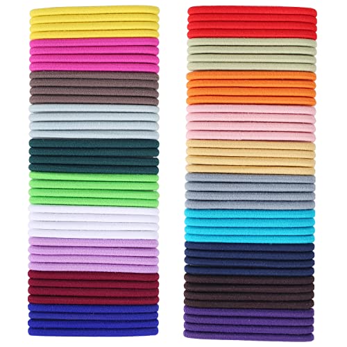 Sderoq 80PCS Colorful Hair Elastics, 6MM Thick Ponytail Holders