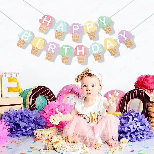 Ice Cream Birthday Banner - Happy Birthday Party Decoration