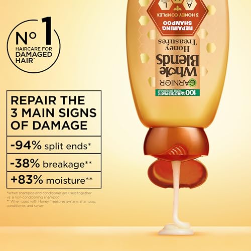 Garnier Whole Blends Honey Treasures Repairing Shampoo, 22 Fl Oz (Pack of 2)