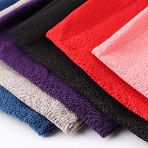 DRESHOW 6-Pack Adjustable Knotted Headbands for Women – Non-Slip Sports Hair Bands (Red, Black, Dark Purple, Coral Red, Navy, Silvery Grey)