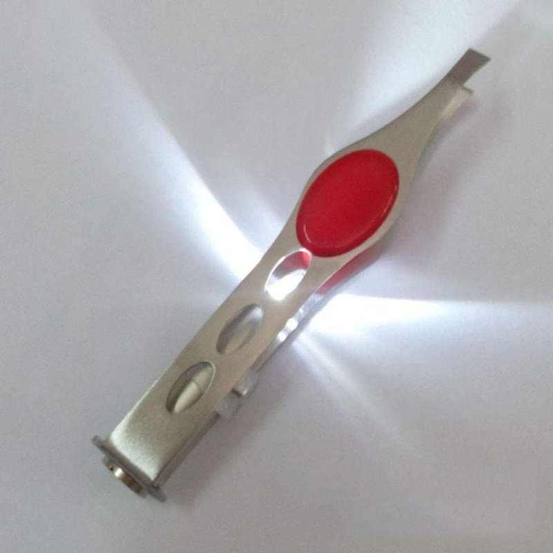 Silver Tweezer With LED Light For Hair Removal Makeup Tool Eyebrow Eyelash Tweezers, Lash Trimmer, Round Trimmer, Brow Tools, Hair Tweezers, Ingrown For Tweezer, Tweeze, Women's