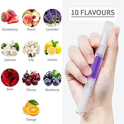 Visen 10Pcs Nail Cuticle Oil Pen Set with 15 Fruity Scents for Nail Care