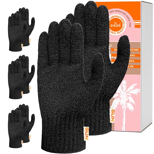 Sun Laboratories Exfoliating Gloves - 4 Pairs Body Scrubber & Tan Remover