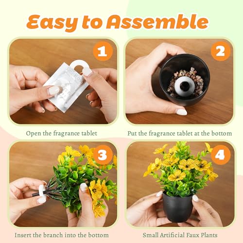 Der Rose 4 Pack Faux Flowers with Aroma Discs for Relaxation