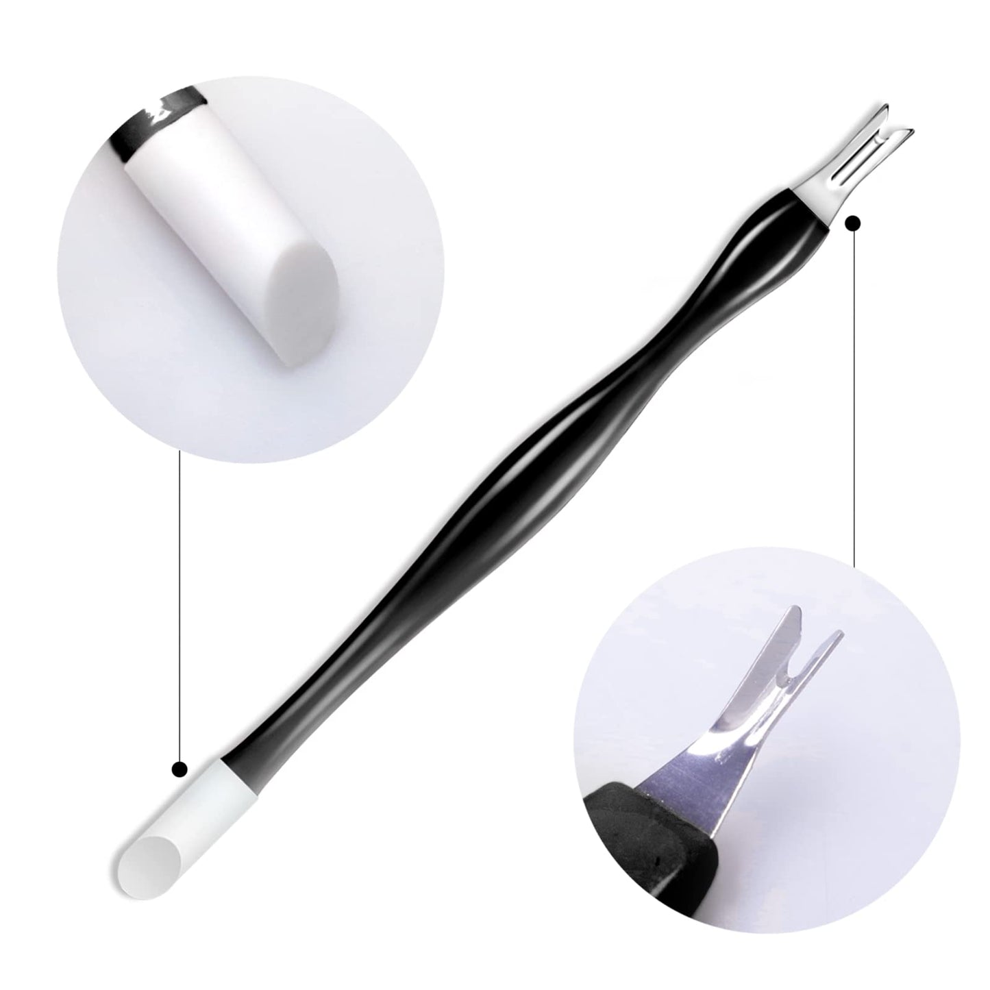 Allstarry 30 Pieces Nail Cuticle Trimmer Remover Rubber Nail Cleaner Double Head Dead Skin Cuticle Knife Removal Fork Plastic Handle Cuticle Pusher Nail art Tools for Girls Women and Men - Black