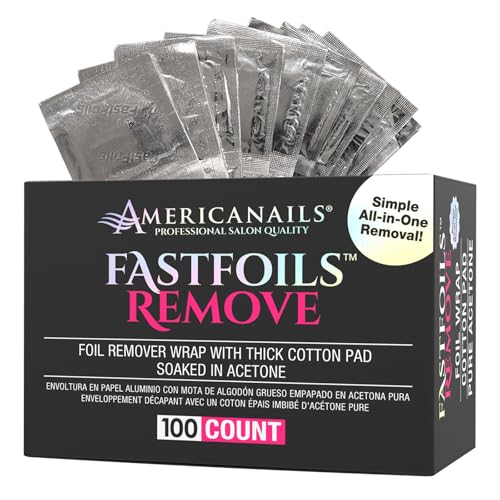 Americanails FastFoils 100 Count Nail Polish & Gel Removal Wraps with Cotton & Acetone