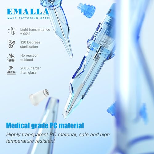 Emalla ELIOT Tattoo Cartridge Needles, 20Pcs Premium Tattoo Needles #10 Standard Round Liner Tattoo Cartridges 1003RLL Tattoo Needles Diameter 0.30mm Long Taper 5.0mm for Machine Tattoo Supplies