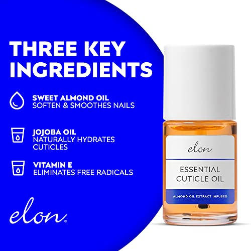 Elon Cuticle Oil with Almond, Jojoba & Vitamin E - 0.5 oz Nail Treatment