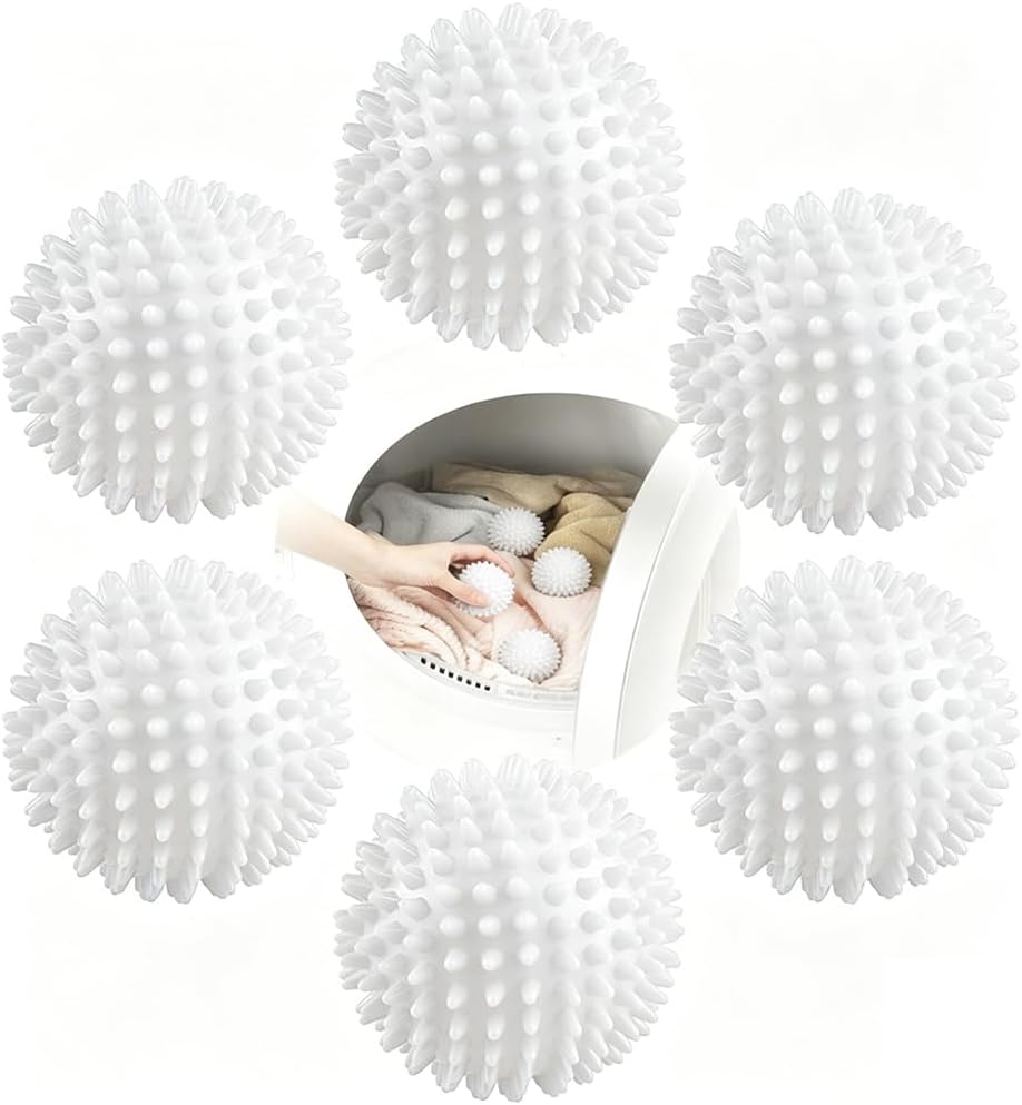Reusable Laundry Sorter Balls - 6 Pack Fabric Softening Pellets Reduce Wrinkles & Static Cling | White