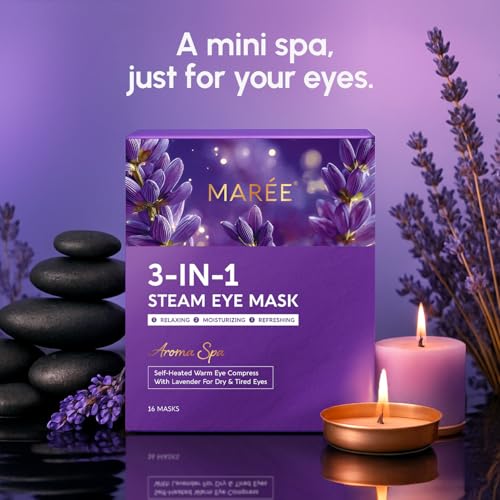 MAREE Heated Eye Masks for Dry Eyes ? Steam Eye Mask Disposable ? Self Heating Eye Mask for Puffy Eye ? Facial Steamer Alternative for Relaxation ? Warm Compress for Eyes ? Spa Gift for Women