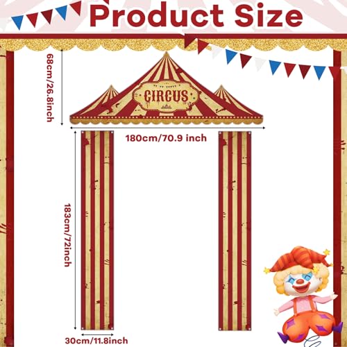 Creepy Carnival Decorations - Red & White Striped Porch Banner Set