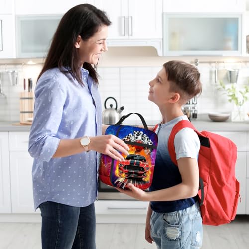 Insulated Cars Lunch Box for Kids - Reusable Thermal Tote