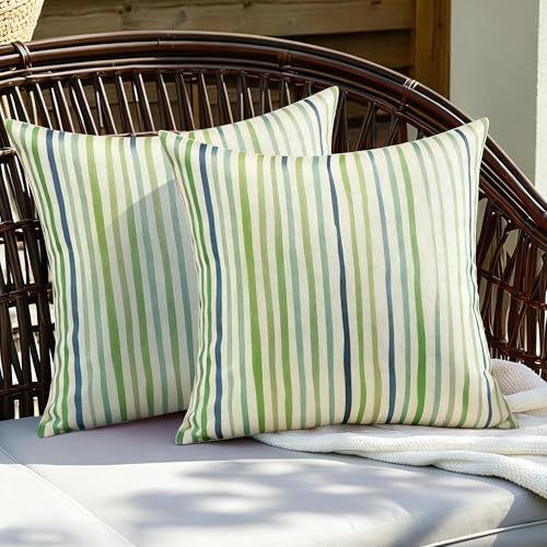 Sage Green Outdoor Waterproof Throw Pillow Covers 16x16 - Set of 2