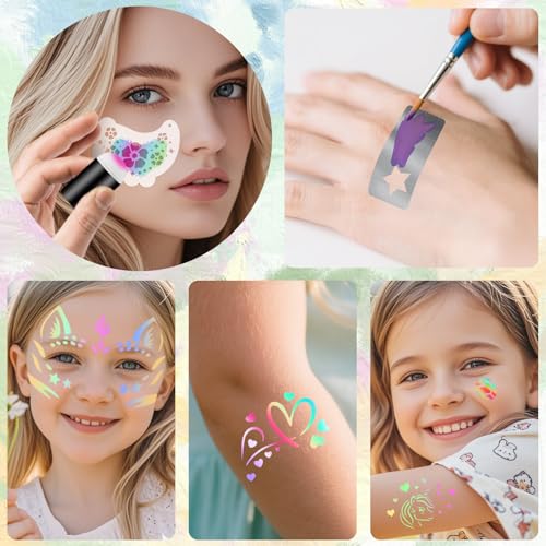 Yazhiji Complete Face Paint Stencil Kit - 58PCS for Makeup Fun