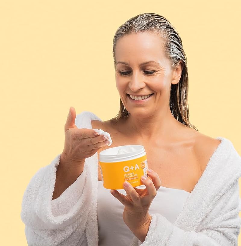 Q+A Intense Hydration Hair Mask for Dry Damaged Hair 200ml – Anti-Frizz Deep Conditioner with Mango & Shea Butter
