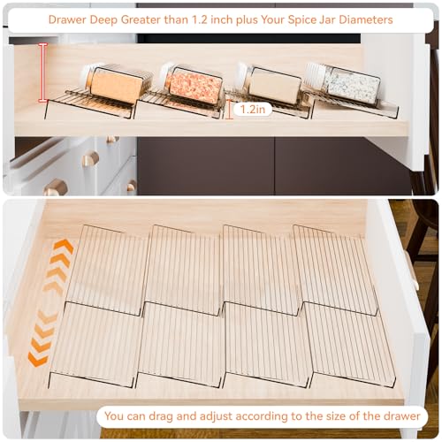 Expandable In-Drawer Spice Organizer - 4 Pack Clear Acrylic