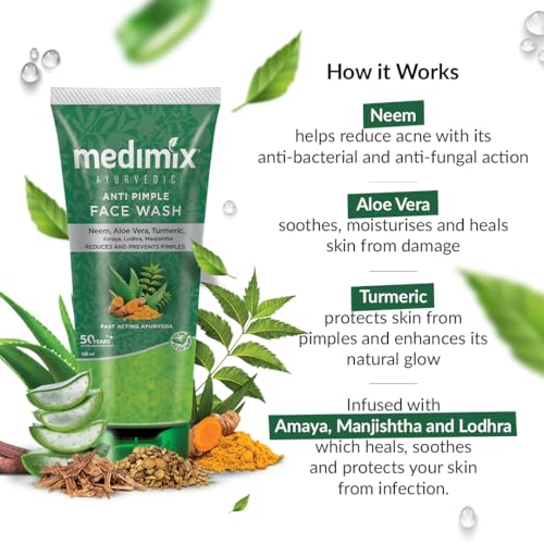 Medimix Ayurvedic Face Wash - Anti-Pimple, Soap-Free, 100ml