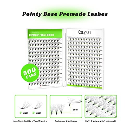 500 Premade Lash Fans 10D 0.07 D Curl 8-15mm - Kolybel Volume Lash Extensions