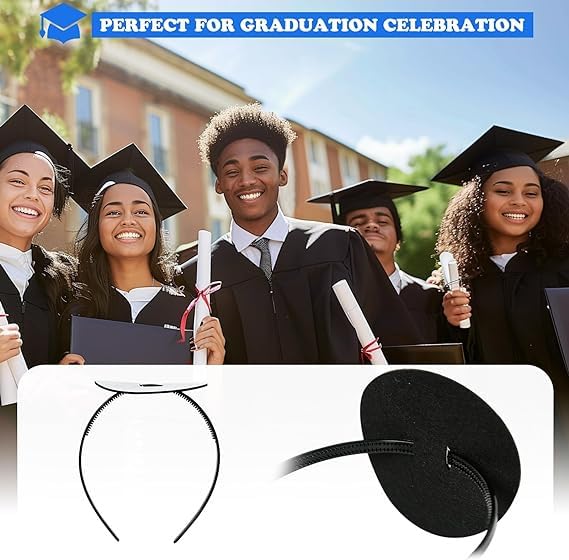 Graduation Cap Headband for Women - 2Pcs Anti-Fall Hairband