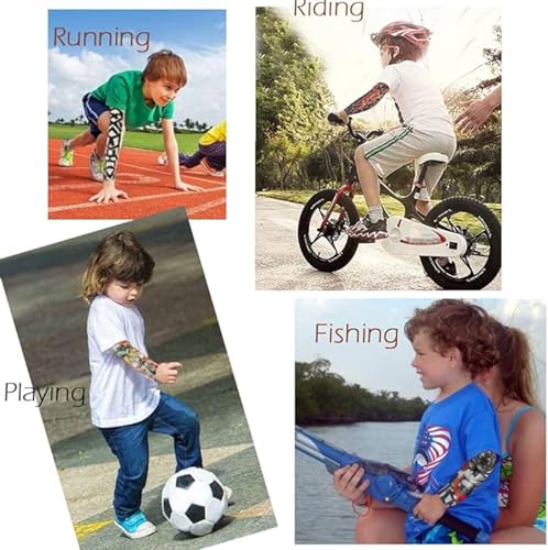 Kids Temporary Tattoo Sleeves - 10 Pcs Sun Protection Arm Covers for Boys & Girls