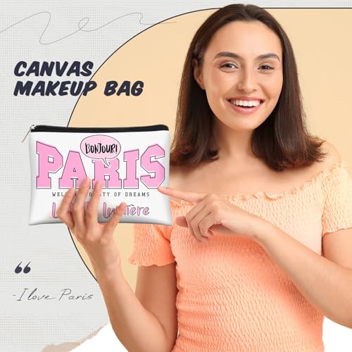 Reginary 12-Pack Paris Souvenir Makeup Bags for Women, Zippered Cosmetic Pouches