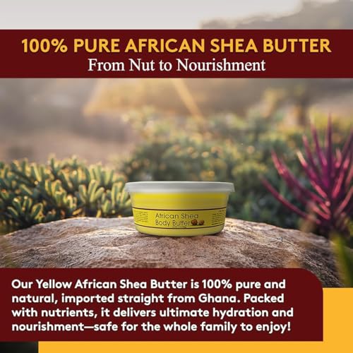 OKAY Pure Naturals Yellow Shea Butter - 100% Raw Moisturizer for Face & Body, 7.5 Oz