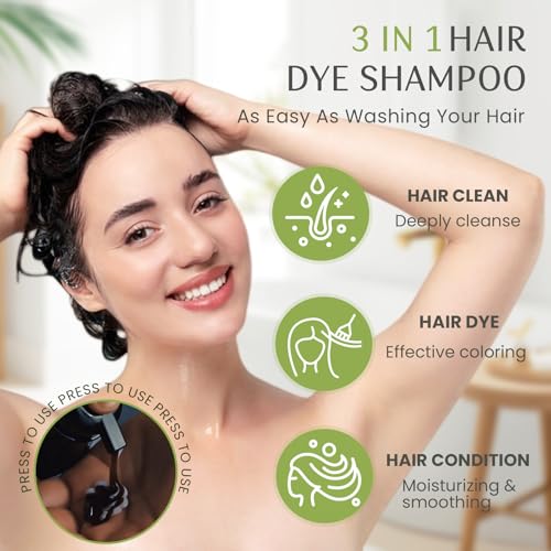 Mxvbaty Dark Coffee Hair Dye Shampoo, Ammonia-Free Plant-Based Formula