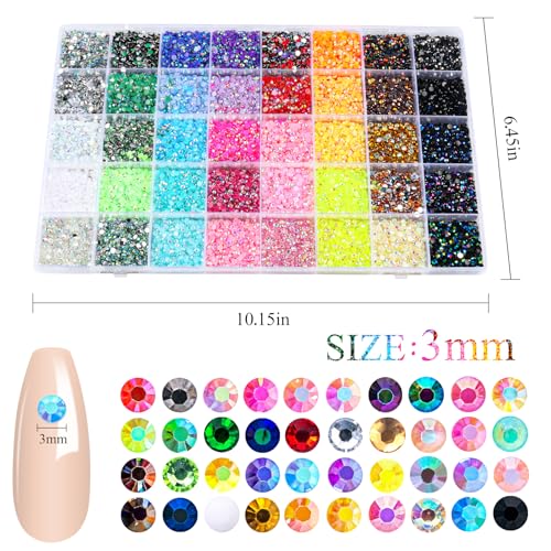 RAZET 40 Colors 3mm Jelly Rhinestones Bedazzling Kit for DIY Crafts & Nail Art