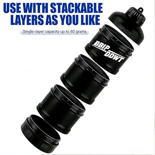 Portable 3-Layer Protein Powder Container - Leakproof & Stackable