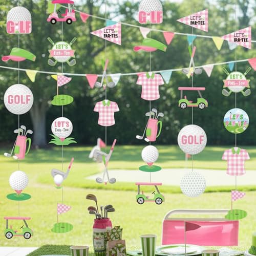 Pink Golf Party Decorations - 6Pcs Hanging Garlands for Girls