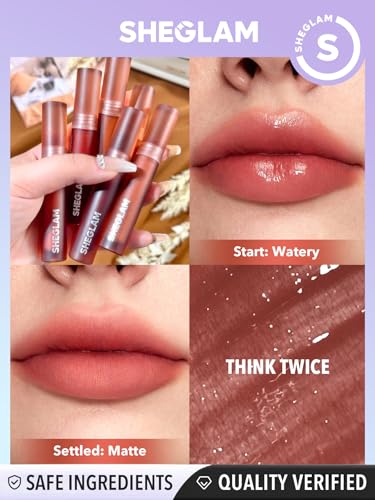 SHEGLAM Think Twice Soft Haze Lip Blur Waterproof Matte Lipstick - Long Lasting Lip Tint