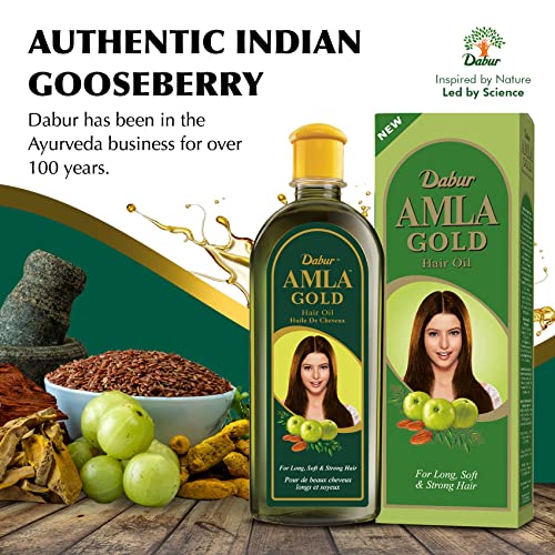 Dabur Amla Gold Hair Oil ? Nourishing Herbal Hair Oil for Stronger, Thicker & Shinier Hair ? Enriched with Amla Extracts to Reduce Hair Fall, Strengthen Roots & Promote Healthy Growth ? 300ml