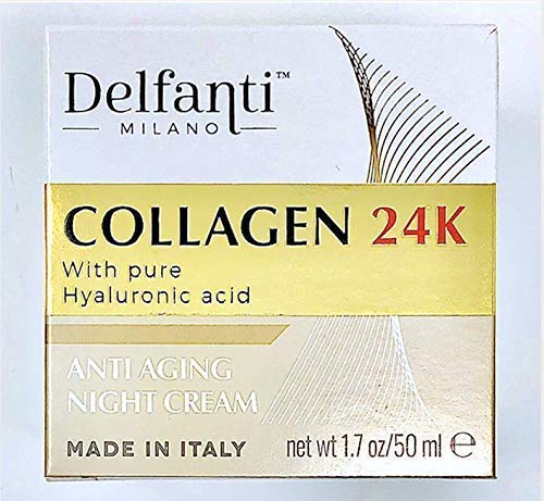 Collagen 24K Anti-Aging Night Cream with Hyaluronic Acid & Gold – Delfanti-Milano (Face & Neck Moisturizer) Made in Italy