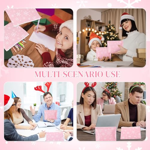 100 Pcs Pink Snowflake Christmas Cosmetic Bags - Waterproof EVA Travel Pouches