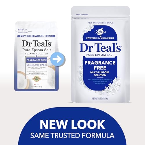 Dr Teal's Fragrance-Free Epsom Salt 4 lbs - Soothing Muscle Soak, Pack of 1