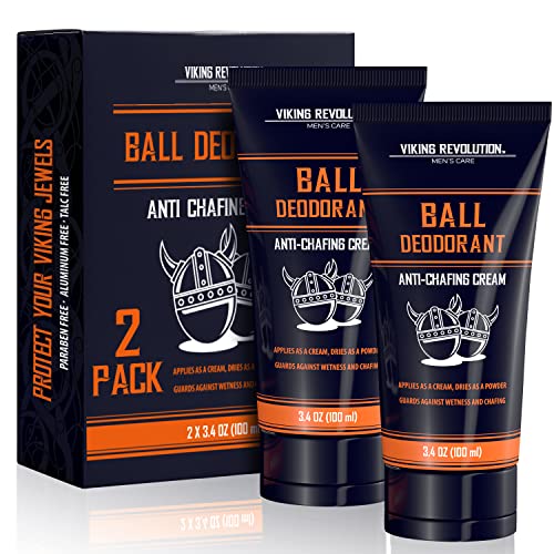 Viking Revolution Men's Balls Deodorant 3.4 oz, 2 Pack - Talc-Free & Anti-Chafing