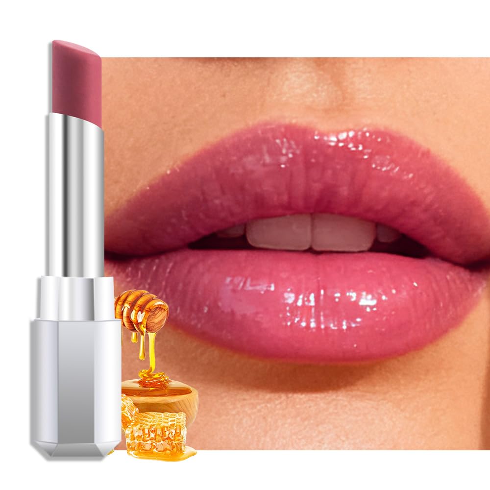 HHLTOH Rose Honey Lipstick Tinted Lip Balm - Shine Moisturizing Lipstick for Women, Natural Nourishing Hydrating Lip Color Gloss Stain for Dry Lips, Tint Sheer Lightweight Makeup, Vegan - 1Pc #05 Rose