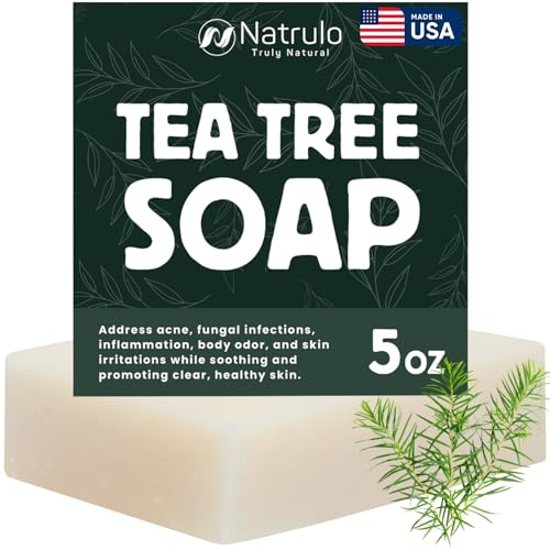 Natrulo Tea Tree Soap Bar for Face & Body - Natural Acne & Skin Irritation Relief
