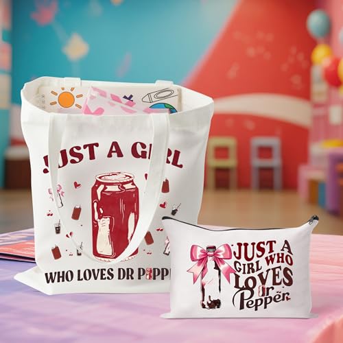 Soda Drinks Lover Canvas Tote Bag and Makeup Pouch Set - 2 Piece Gift
