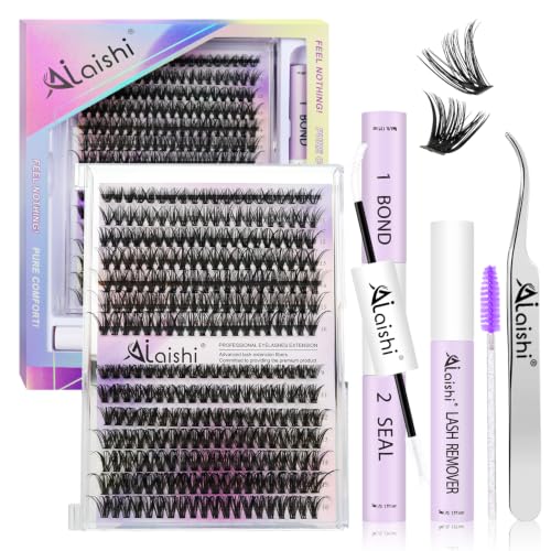 AILAISHI False Eyelash Clusters Kit 40D+50D D Curl Volume Lashes with Bond & Seal