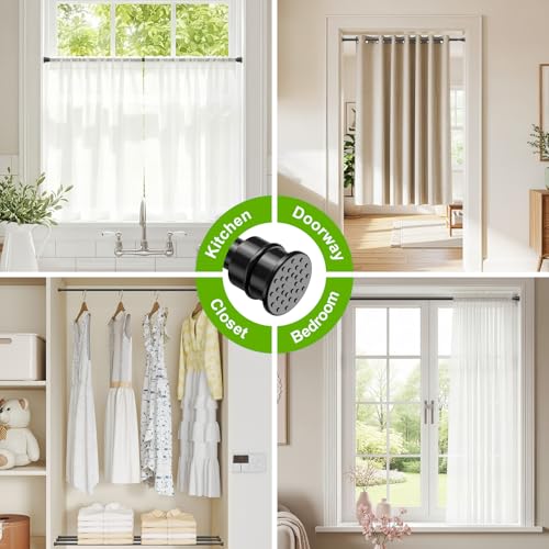 HAOYUNTE Adjustable No-Drill Tension Curtain Rods 28-48 Inch - 2 Pack