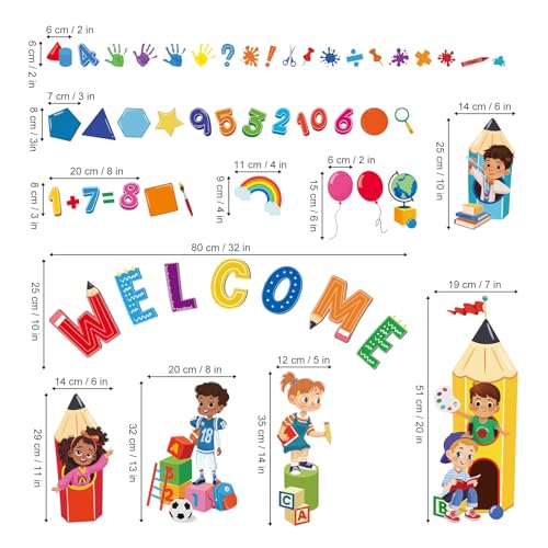 Wondever Reading Corner Wall Decals - Numbers & Shapes for Kids