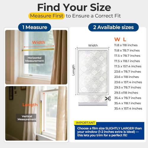 OHTMERU Window Privacy Film - Decorative Anti-Glare Static Cling