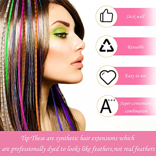 Juinte Hair Tinsel Kit with 1440 Glitter Strands & Feather Extensions